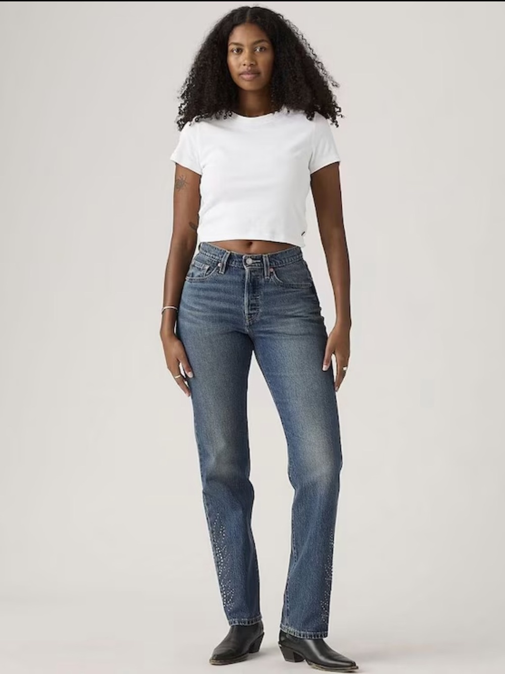Levi’s 501 Solargenic Curved Jeans Mid Rise Tapered Leg Size 26 Mid Blue Wash